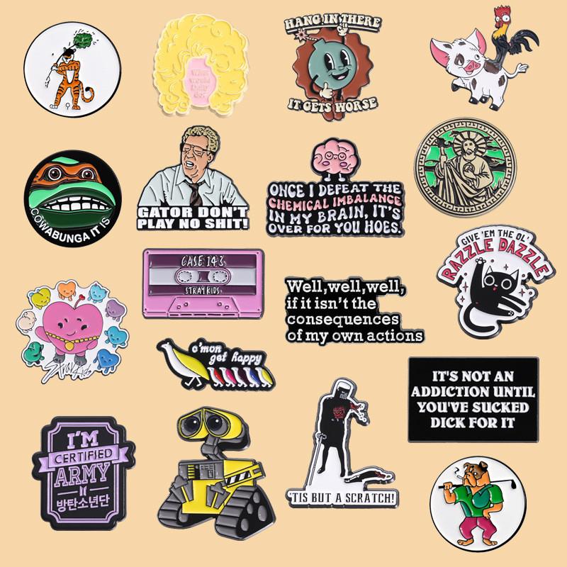 Eyecatching Cartoon Character Brooch Set With Vibrant Colors For Stylish Accessories