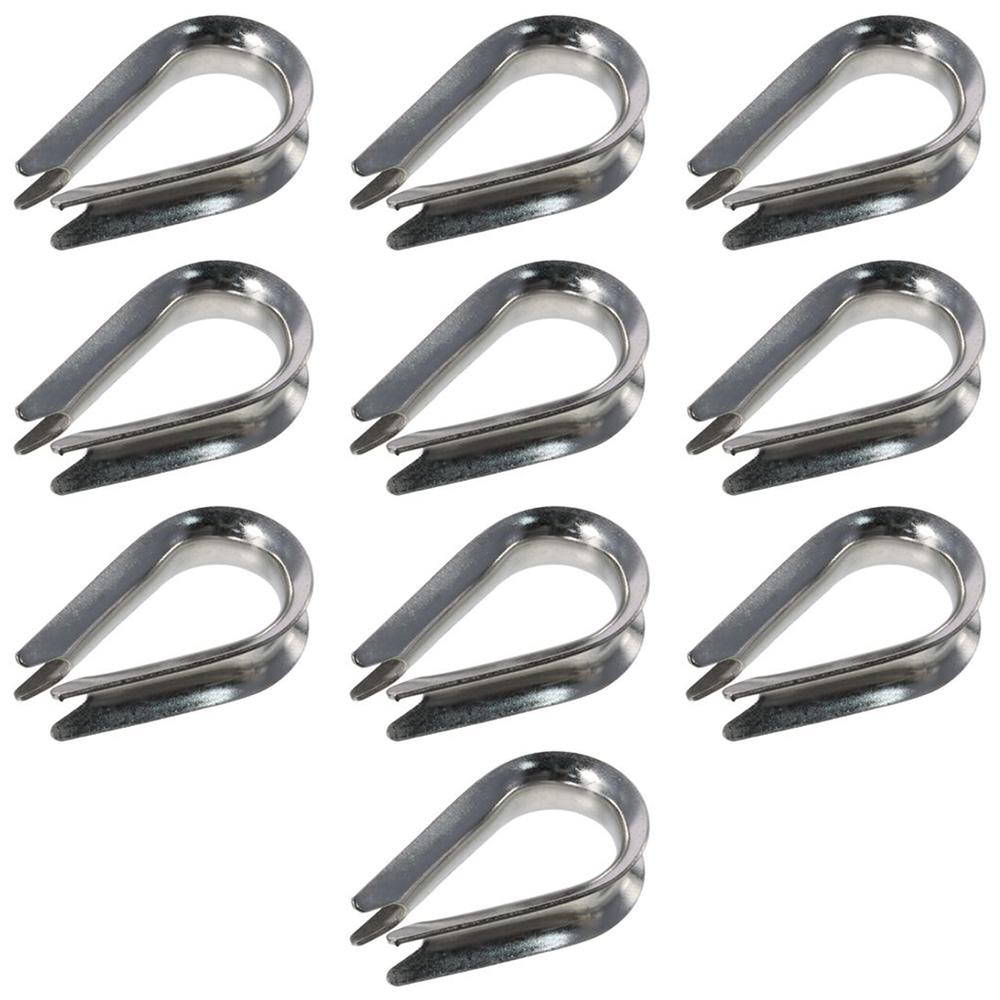 10pcs 1.5-12mm Wire Rope Thimbles Sliver 304 Stainless Steel Thimbles Ring Clamp U-Shaped Rope Thimble Rigging