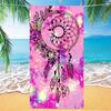 Pink Mermaid Beach Towel Glitter Tail Seashell Stripe Microfiber Bath Towel Cute Girls Pool Towel Gift