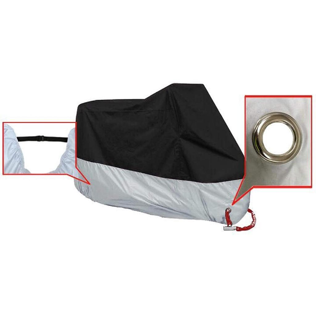 Motorcycle Cover All Season Universal Weather Quality Waterproof Sun Outdoor Protection Night Reflective 4XL (All Black)
