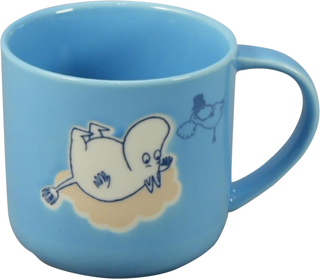 MOOMIN Milky Mug with Lid and Wooden Coaster, Large, 350ml, Blue, MM8401-11C