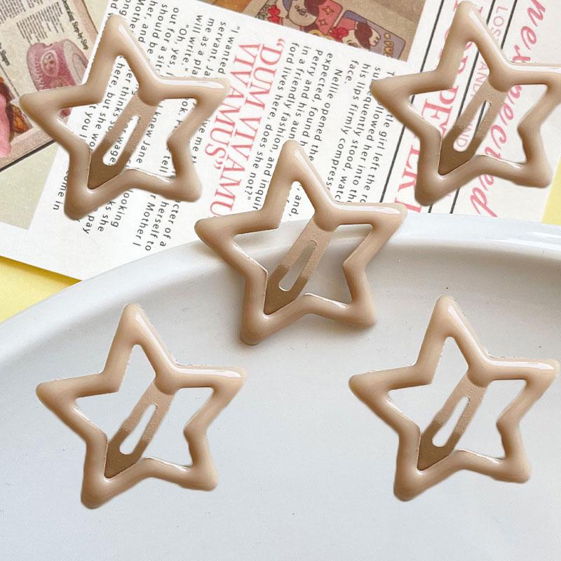 

5 шт./упак. Головной убор в виде конфеты со звездой для девочек, однотонные аксессуары для волос со звездой, милые заколки для волос, продвинутый головной убор принцессы, заколка для волос бежевый