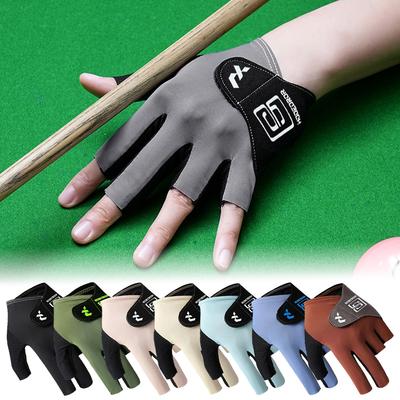 1PC Professional Half Finger Billiard Gloves For Left Hand Breathable Wear Resistant Ice Silk Gloves With Non-Slip Gasket Self-Adhesive Cloth Fixed