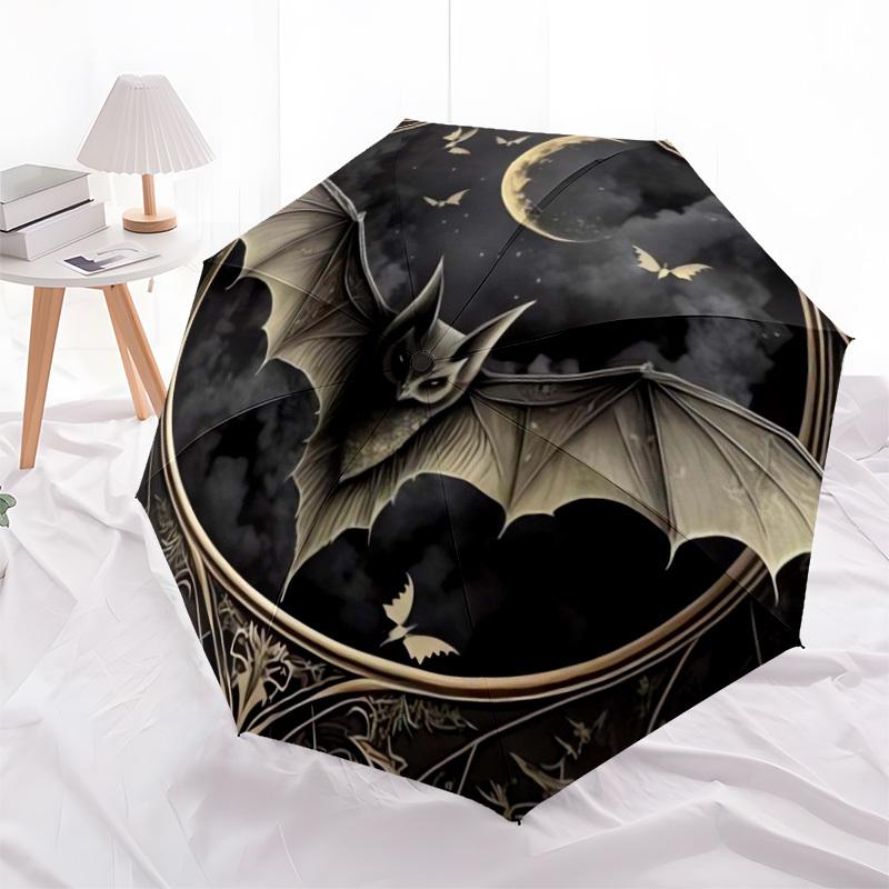 1pc Gothic Bat Moon Night Artwork Umbrella with Plastic Handle,Suitable for All Seasons Home Travel Outdoor UmbrellaDD090