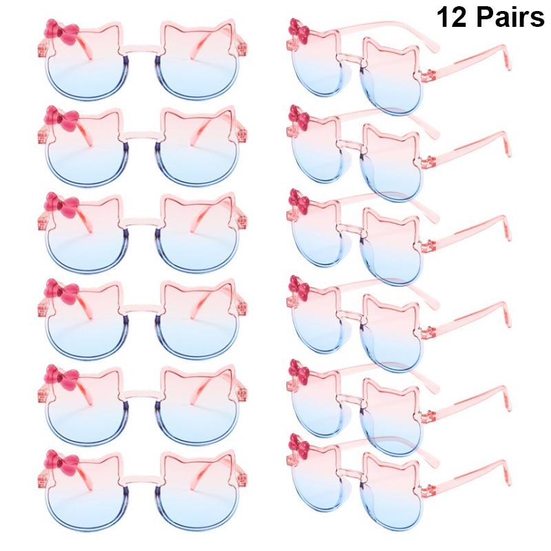 

12 Pcs Cute Kitten Shaped Sunglasses for Children Fashion Multi-color Kids Decor Shades Stylish Design Sun Glasses for Girls