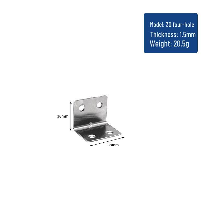 Stainless Steel 90° L-Shaped Angle Bracket for Shelf Support and Wood Board Connection