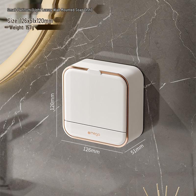 Punch-Free Wall-Mounted Soap Dish with Lid and Drainage