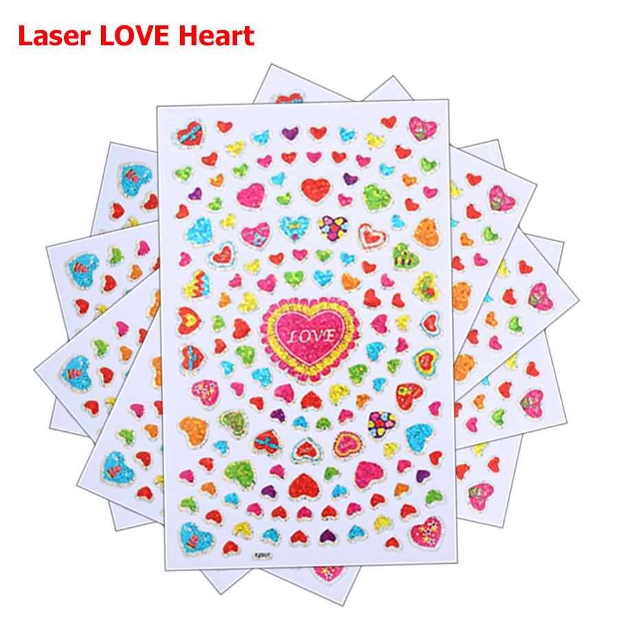 10 Sheets Colorful Self-adhesive Diary Graffiti Stickers Student Notebook Decoration Heart Star Dot Sticker for Scrapbook Album