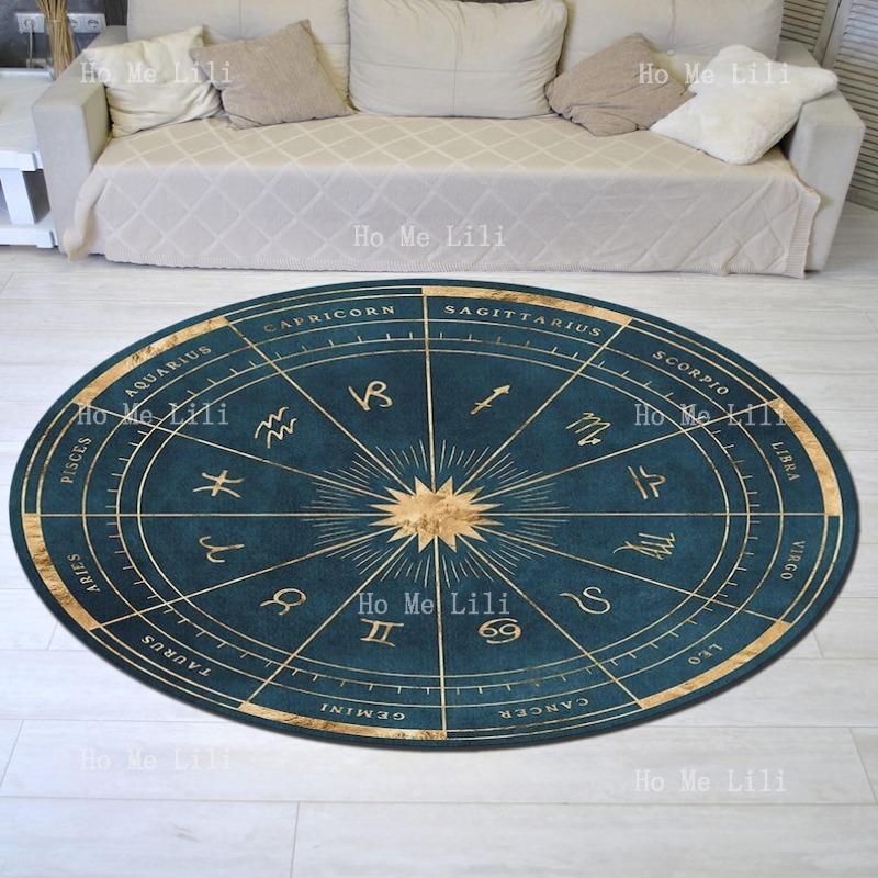 Teppiche Horoskop Matte Astrologie Design Tierkreis Dekor Sonne Mond Stern Geschenk Runder Tarot Teppich