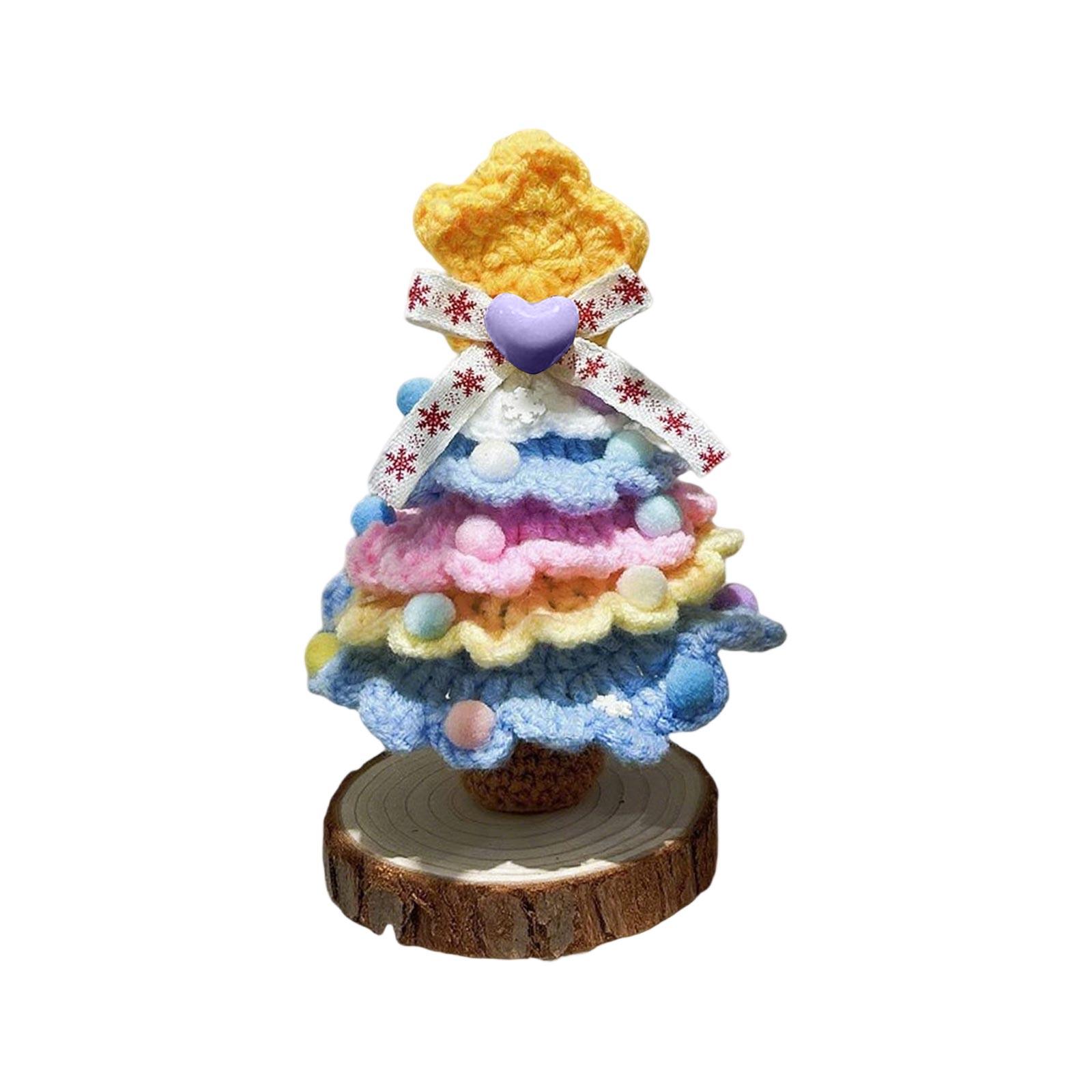 

New Christmas Decorations With Hand-woven Yarn And Crochet Small Christmas Tree Desktop Ornaments Scene Arrangement One Size синий