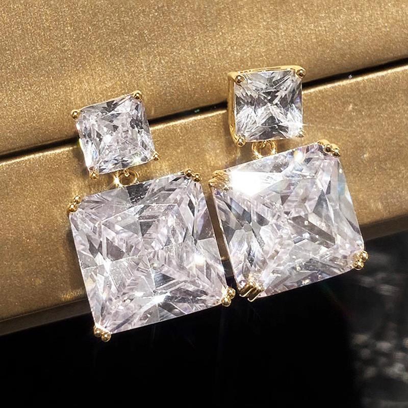 925 Sterling Silver Drop Earrings with AAA Cubic Zirconia Crystal Shiny Female Wedding Earring High Quality Statement Jewelry
