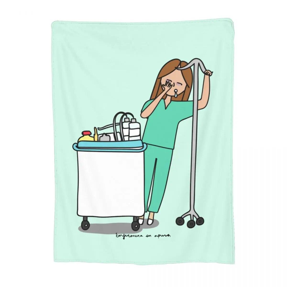 

Подарочные одеяла для врача и медсестры, фланелевые одеяла с принтом Enfermera En Apuros, легкие тонкие пледы для постельных принадлежностей, офисные покрывала 100x75cm 40x30in