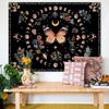 Orange Butterfly Moon Flower Tapestry Boho Floral Plant Tapestries For Bedroom Aesthetic Tapastry'S Wall Hanging Mandala