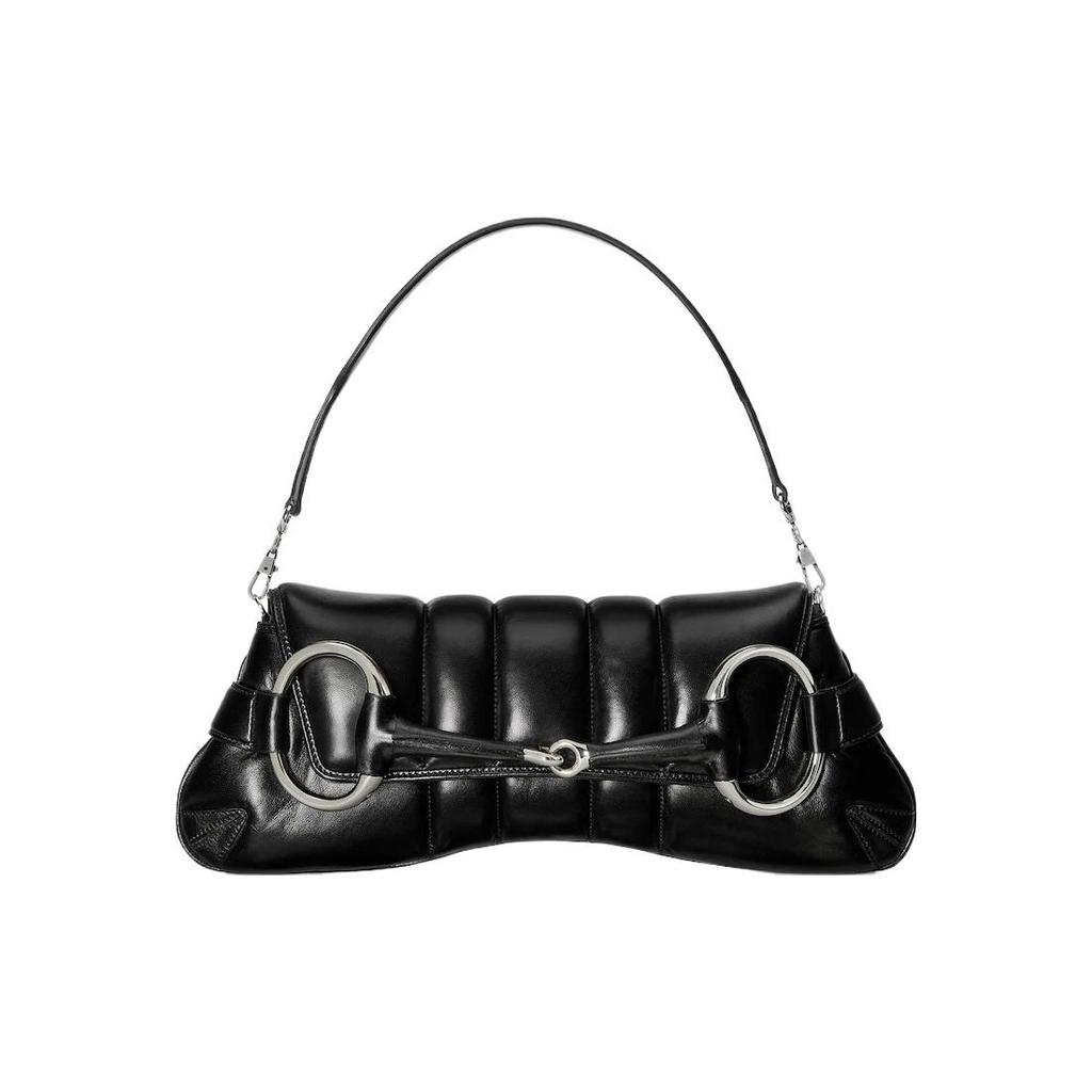 GUCCI Horsebit 1955 Leather Reproduction Shoulder Bag Shoulder Bag Clutch Womens Black