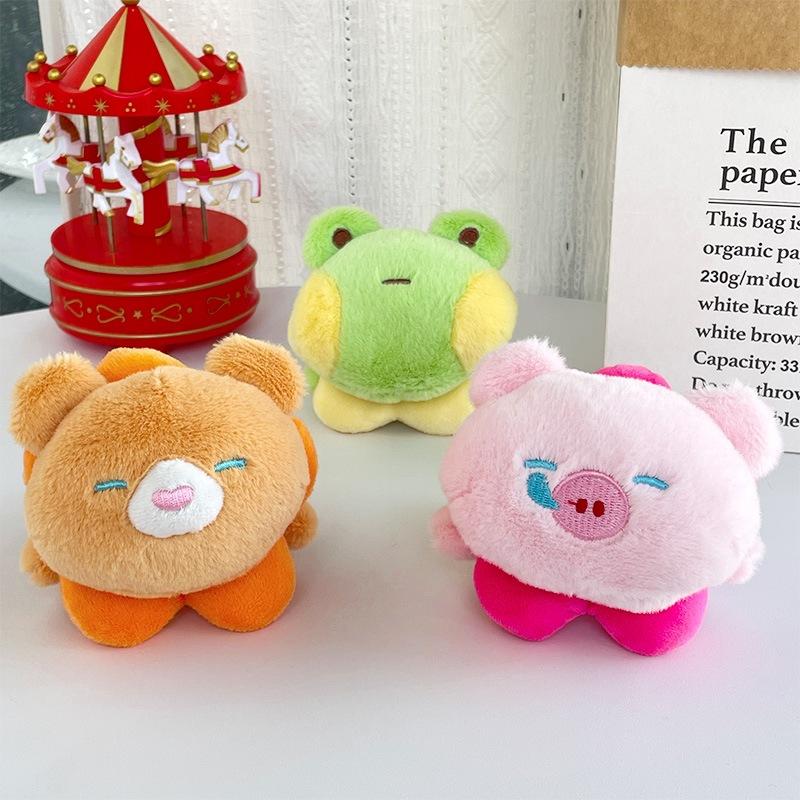Cute Cartoon Garland Small Animal Keychain Creative Lazy Bear Rabbit Doll Bag Pendant Couple Gift