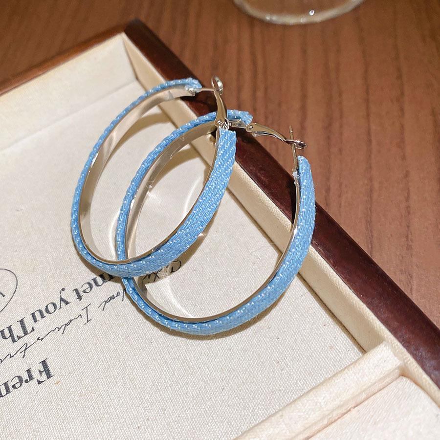 French fresh blue geometric flower resin earrings light luxury stud earrings personality temperament earrings women