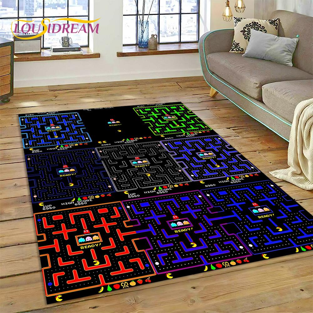 3D Retro Pakkuman Classics Game Carpet Rug for Bedroom Living Room Home Sofa Decoration,Children Game Large Decor Floor Mat Gift