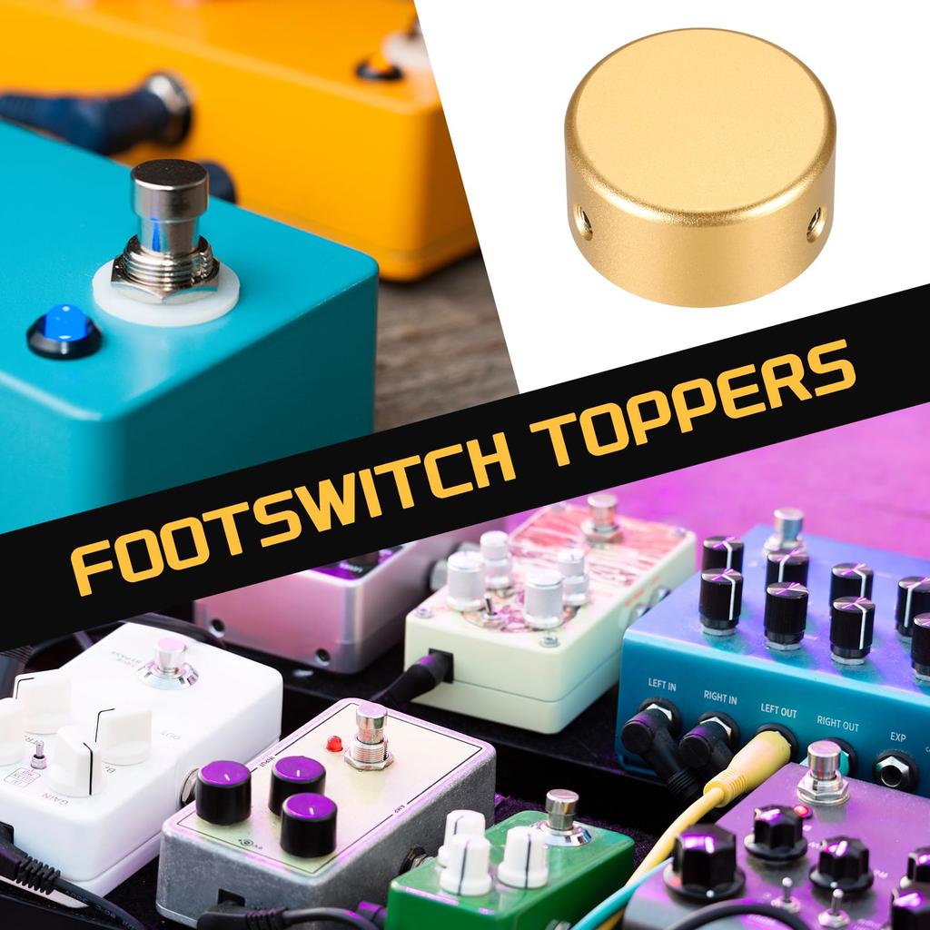 Uxcell 6pcs Footswitch Toppers Guitar Pedal Button Caps Metal Footswitch Top Covers for Inch Guitar Effect Pedal Orange 3/8 Buttons,