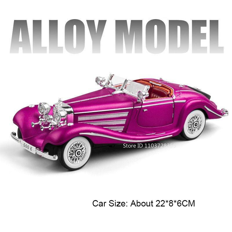 

1:24 Shelby Cobra 500K Model Toy Vintage Cars Alloy Diecast Sound Light Doors Opened Pull Back Decoration for Adults Kids Gifts