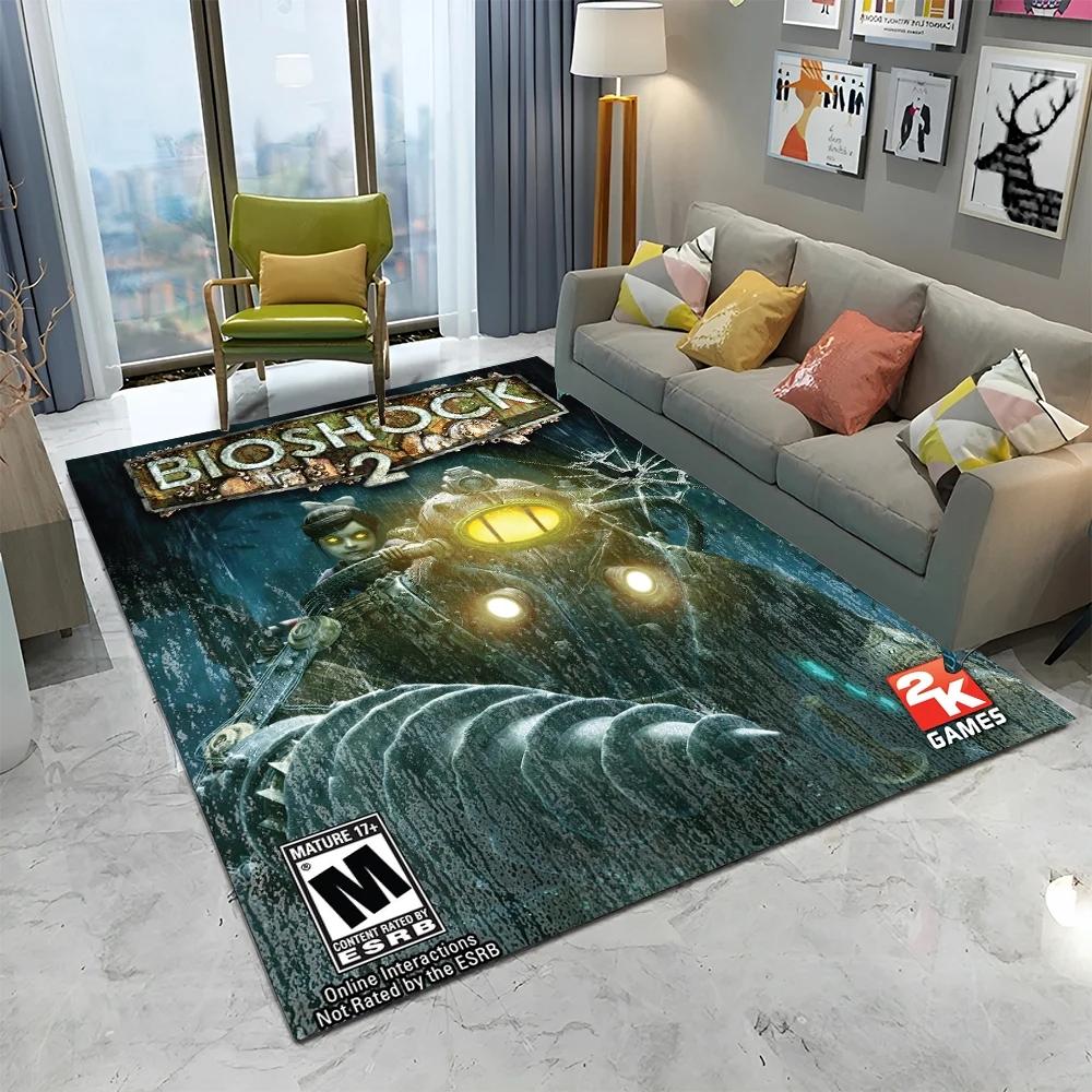 3D Retro BioShock Game Gamer HD Carpet Rug for Home Living Room Bedroom Sofa Doormat Decor,kids Play Area Rug Non-slip Floor Mat