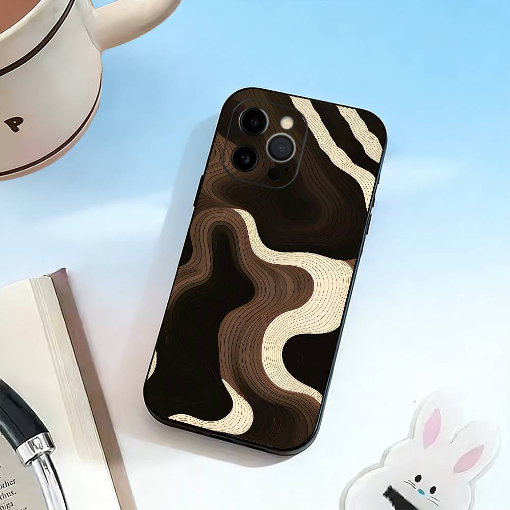 Liquid Swirl Pattern Phone Case For iPhone 17,16,15,14,13,12,11 Plus,Pro Max,XS,Soft Silicone Black Cover