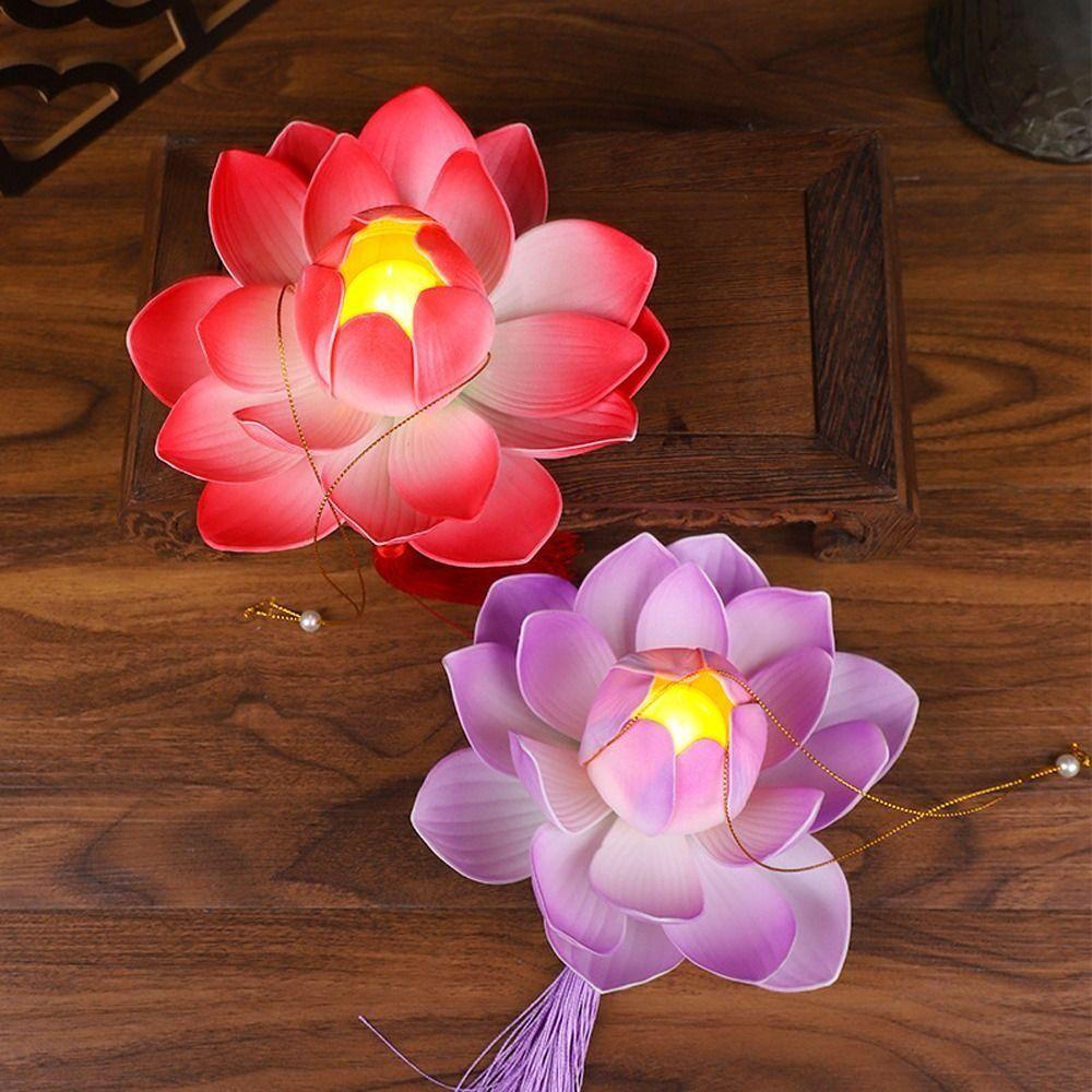 Lanterna do Festival do Meio Outono 3D Flor de Lótus Coelho Lanterna de Lótus do Meio Outono Luminosa Feita à Mão Estilo Antigo Lanterna Portátil
