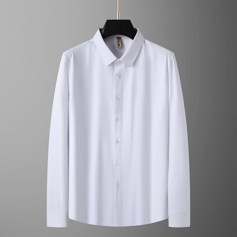 Men's Plus Size Solid Long-Sleeve Business Casual Shirt