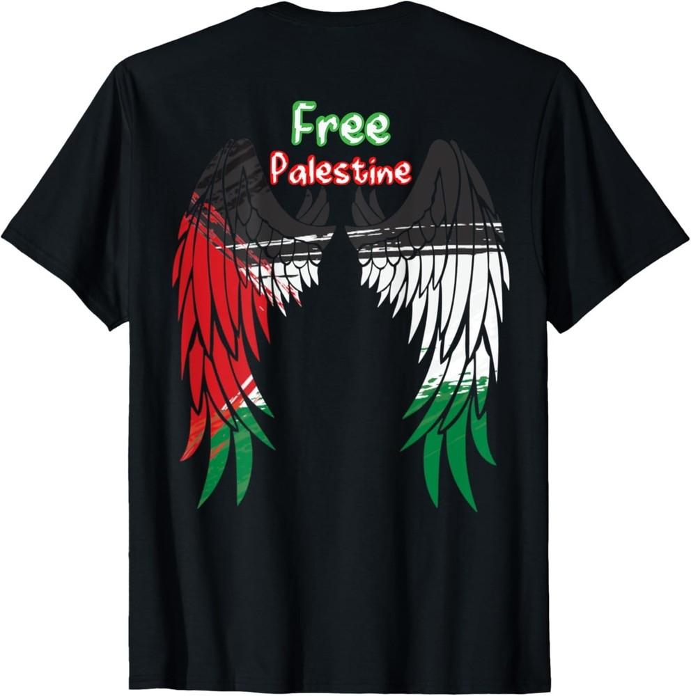 Palestine Flag Dad On Back Side Palestinian Angel Kids Wings Unisex T-Shirt XXXXL