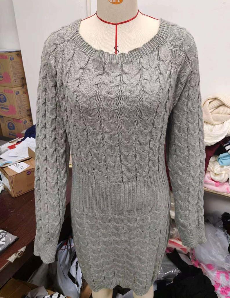 Women's Long Pullover Sweater Dress Long-sleeved Slim Clothes