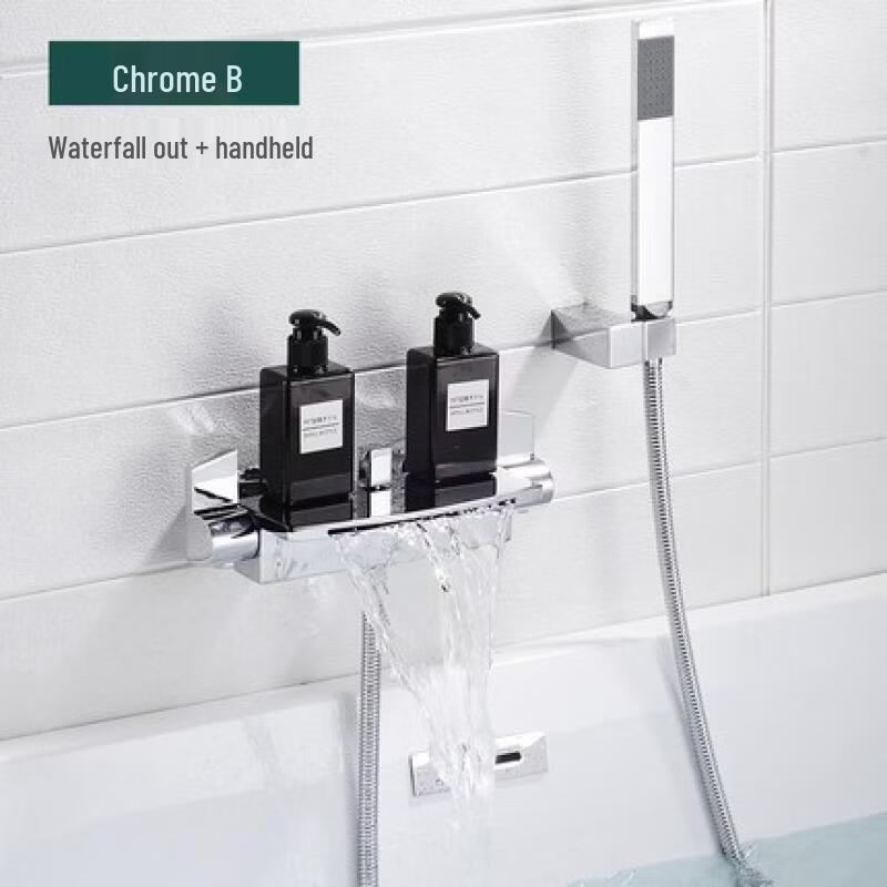 Yi Pan Wall-Mounted Bathtub Faucet & Dual Function Waterfall Shower Set