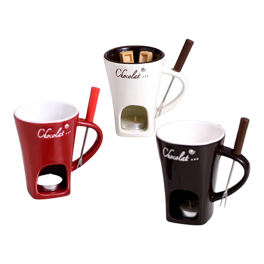 Elegant Fondue Mug Chocolate Melting Cup Multi Purpose Fondue Mug For Chocolate Caramel And Tapas With Tealight Holder