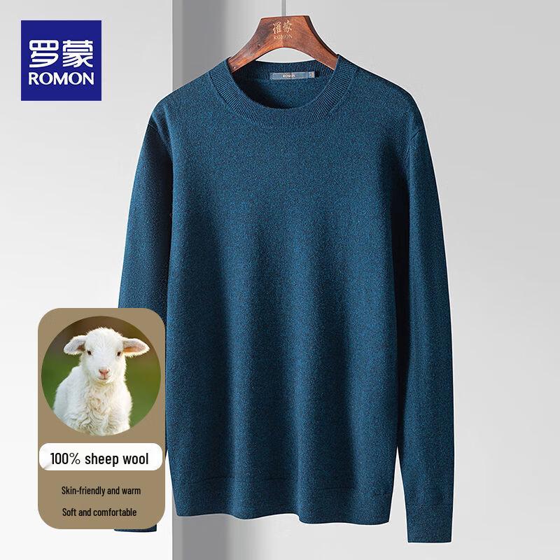 

Romon Men s 100% Wool Round Neck Sweater 4XL
