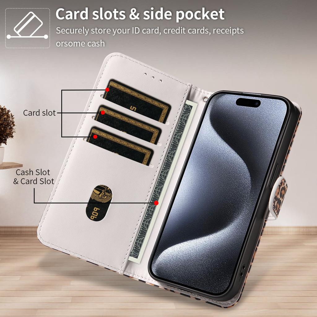 Stilrent tryckt telefonfodral i konstläder för Samsung GalaxyS8 S9 S10 S20 S21 S22 S23 S24 S25-serien, clamshell med kortfack