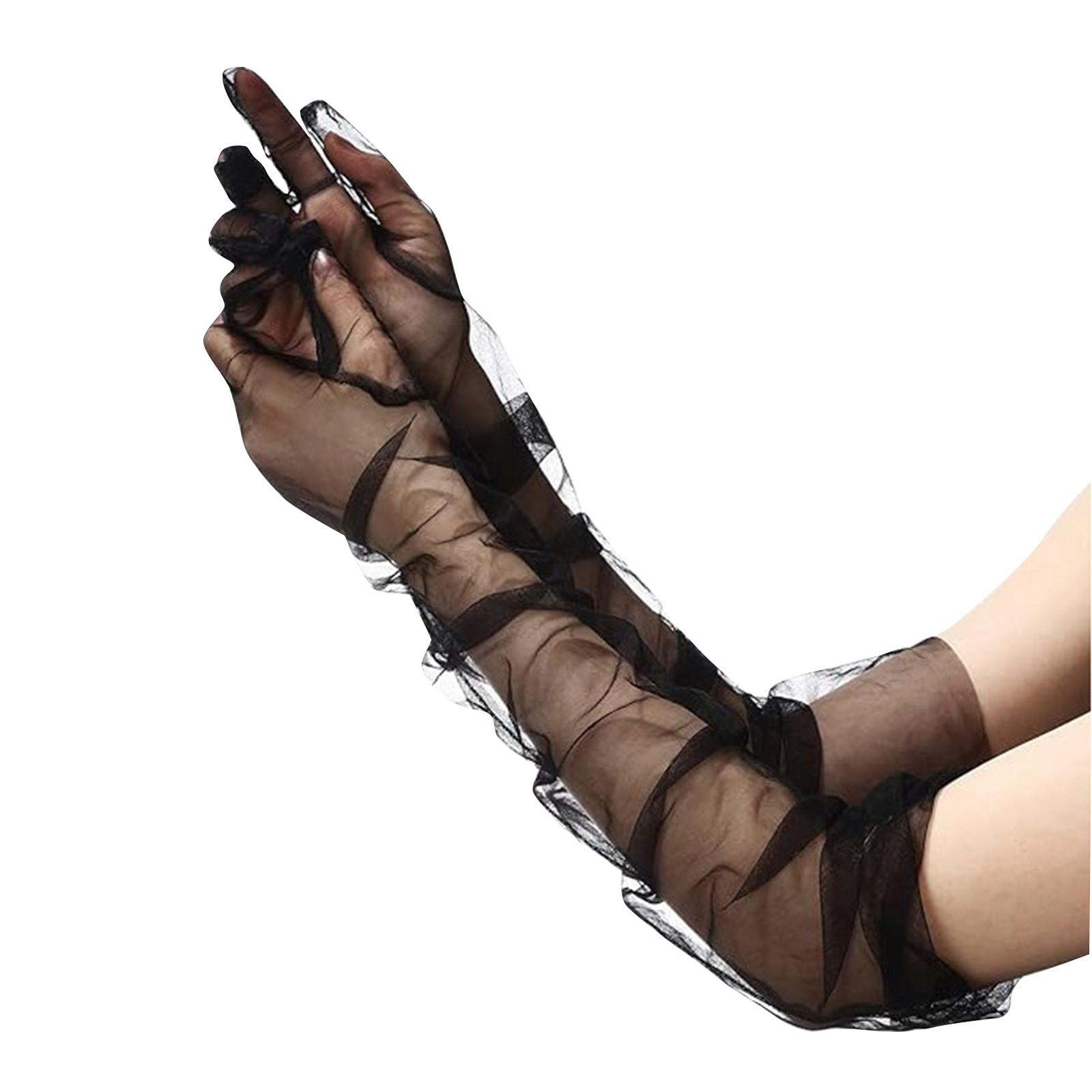 

70 см ультра длинные прозрачные перчатки, прозрачные цветные перчатки, свадебные перчатки, перчатки для свадебных платьев One Size чёрный