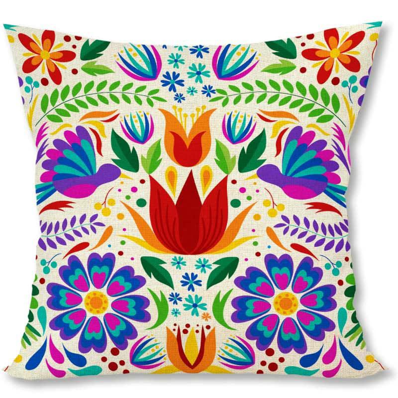 Home Decor Colorful Floral Pattern Throw Pillow Covers Pattern Cushion Cover Suitable For Sofa Bedroom Car Pillow Cover