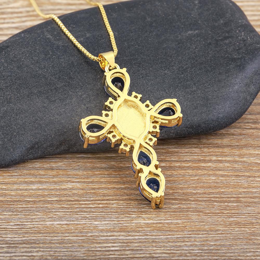 Nidin Hot Selling Women Hip-hop Punk Style Zircon Cross Virgin Mary Pendant Necklace Fashion Sweater Chain Personalized Jewelry
