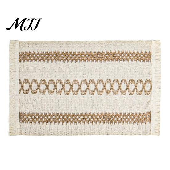 Holiday Table Decorations for Christmas Boho Runner with Tassels, Cotton Linen Rustic Runner, Striped Linens Tassels Farmhouse Home Party Bridal