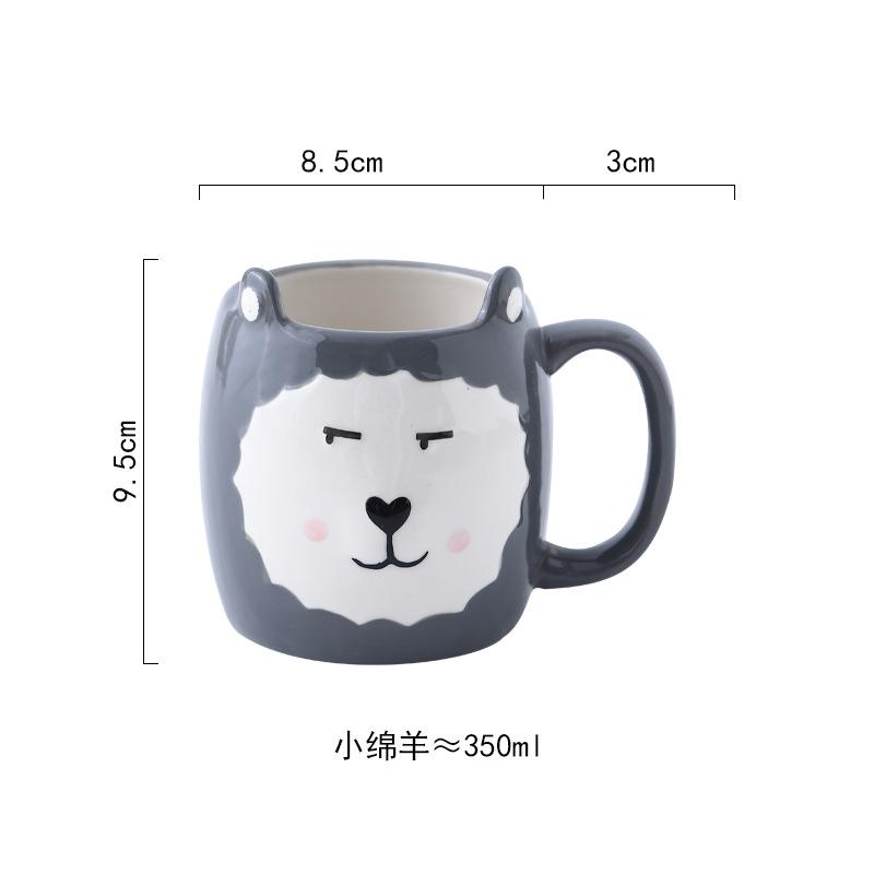 Hand-painted Cartoon Animal Ceramic Mug Creative Breakfast Oat Milk Cup Afternoon Tea Coffee Cup Home Drinking Set Wedding Gift