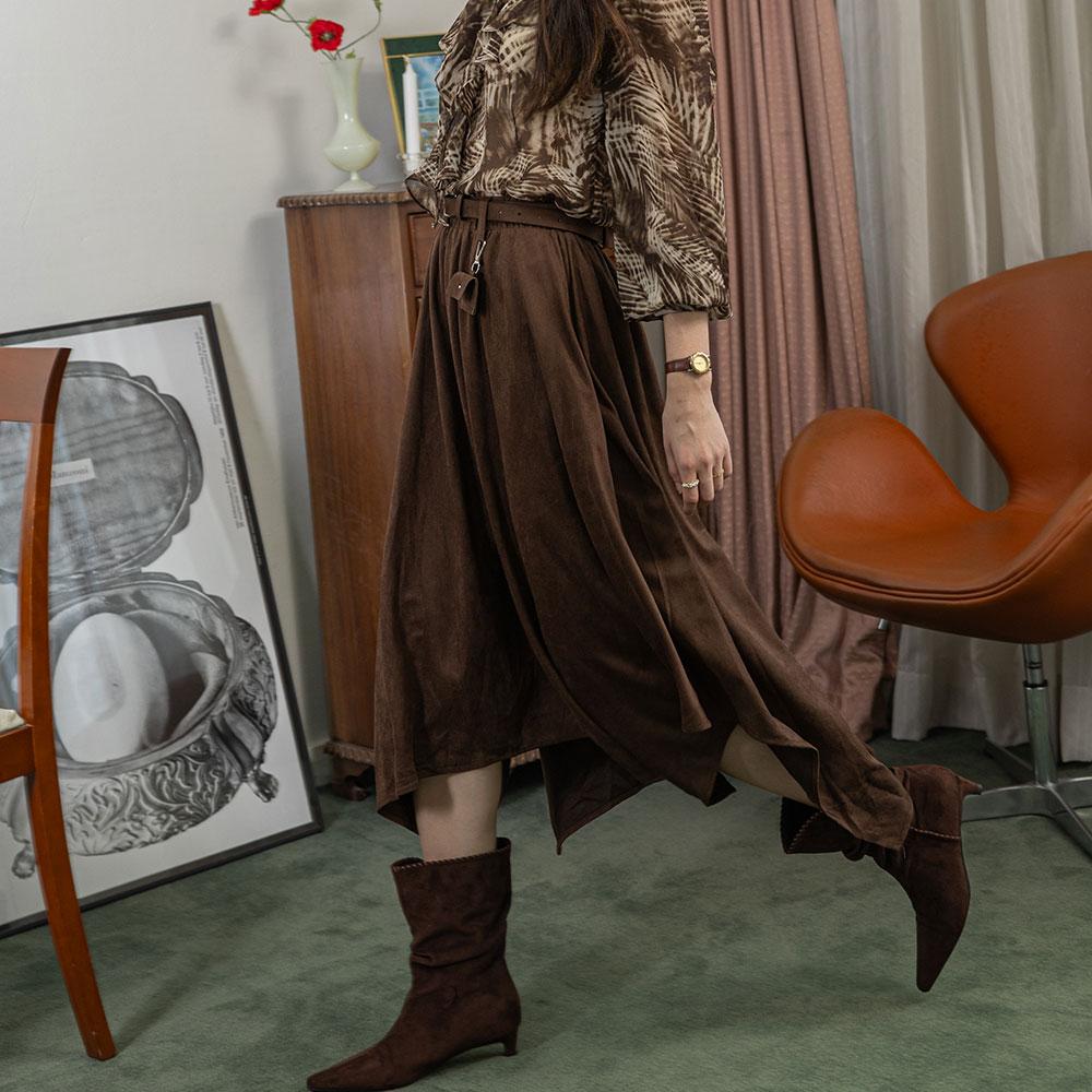 Laengsseon Ls_Dark Brown Irregular Skirt