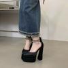 2026 New Fashion Catwalk Show Women's Single Shoes Fashion Pumps Summer Water Platform Thick Heel Pointed Toe Satin High Heels