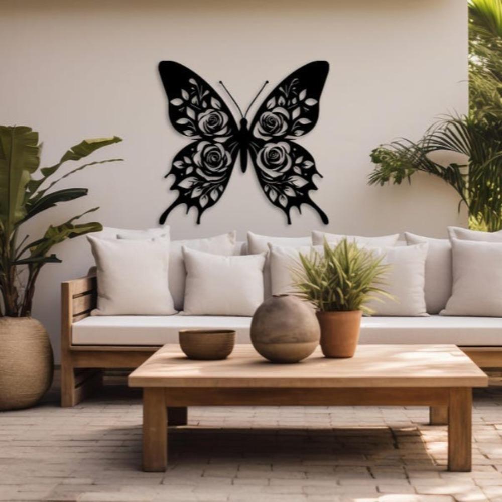 3D Butterfly Metal Wall Sculpture, Modern Iron Art, Creative Animal Home Decor, Wall Hanging Ornament for Living Room Bedroom