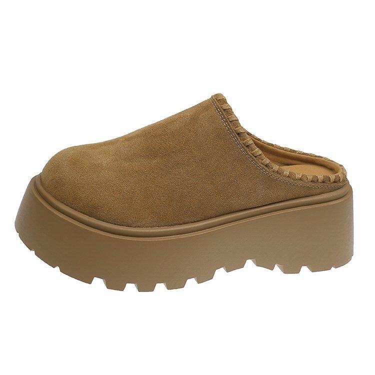 Thick-soled Bag Head Slippers Women's Outer Wear 2025 New Versatile Half-tow Boken Shoes One-pedal Height-increasing Lazy Casual Shoes