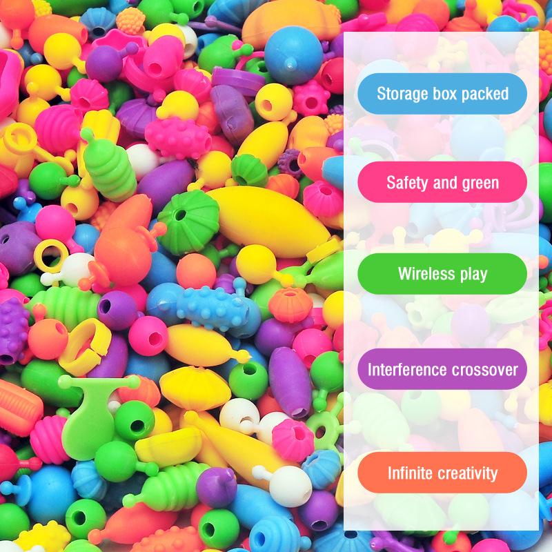 Non-Toxic 508/708/808/1008 Piece Multi-Shaped Diy Handmade Beaded Kit Toy Colorful Educational Snap Pop Beads Kits Lightweight Arts Crafts