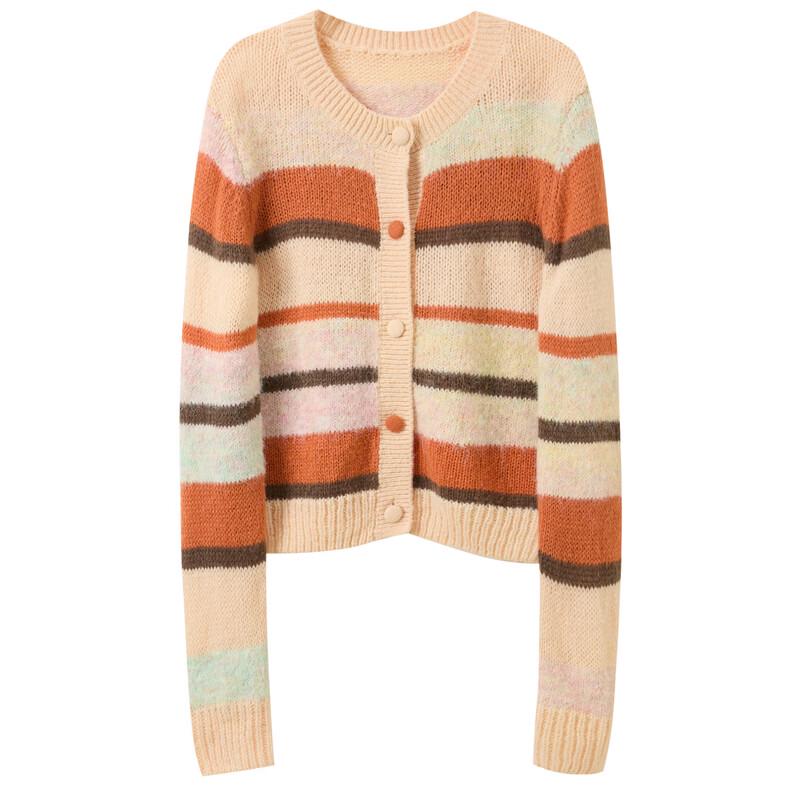 Sancai 2026 Spring Gradient Stripe Knit Cardigan