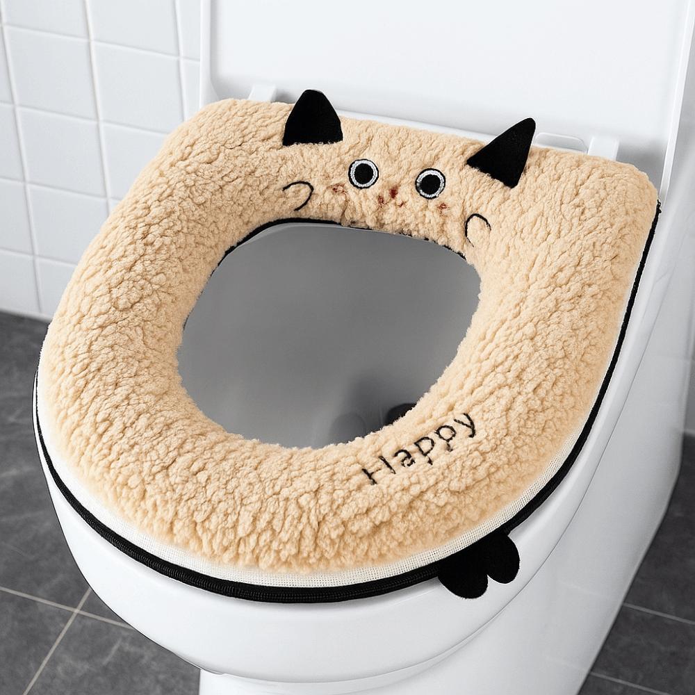Thickened Universal Toilet Mat Warm Zipper Toilet Cover Toilet Seat Cover Bathroom Accessories