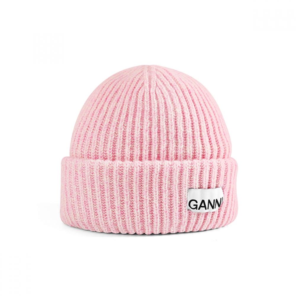 Ganni A4429 395 Структурированная шапка-бини с нашивкой с логотипом A4429 395