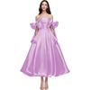 Elegant One-Shoulder Cross-Body Light Wedding Dress with Lace-Up Back and Puffy Skirt