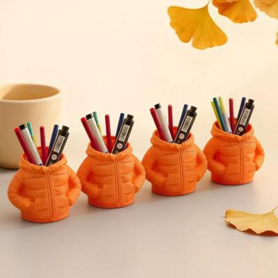 Down Jacket Pen Holder Desk Organizer Compact Storage Box for Pens Pencils Markers Creative Classroom Desk Accessory Student Gift