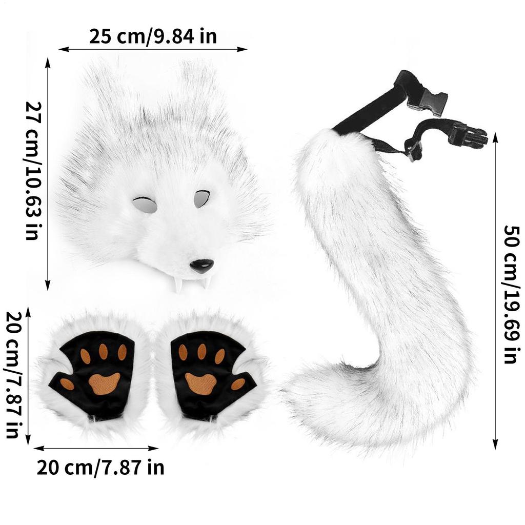 Wolf Cosplay Set Faux Wolf Dress Up Accessories Women Dress Up Animal Fashion Outfit For Role Play Stage Performance Masquerade