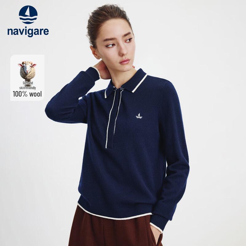 

Navigare Men s Full Wool Half-Zip Polo Knit Sweater L